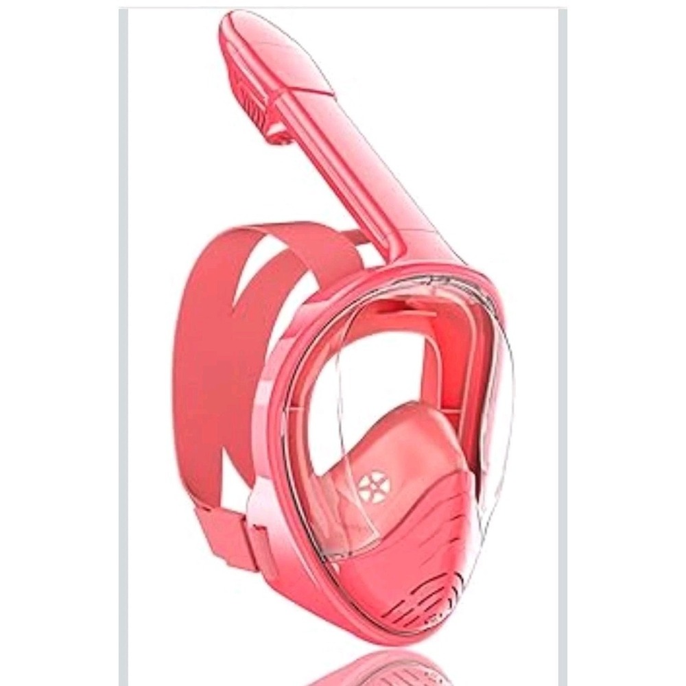 Pink Kids Full Face Snorkel Mask Dry Top Snorkel 180° View Anti-Fog XS